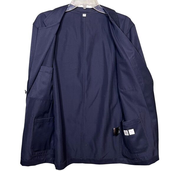 Uniqlo U Blazer Women's XS Navy Blue Wool Blend Workwear Utility Jacket Pockets - Picture 9 of 10